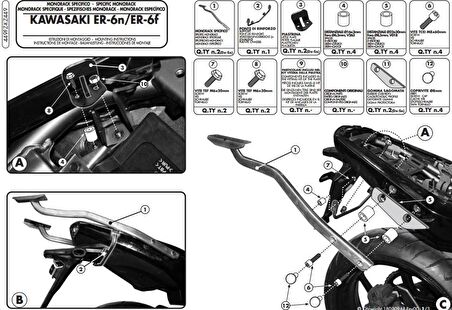 Givi 449FZ KAWASAKI ER-6N - ER-6F 650 (09-11) Arka Çanta Tasiyici