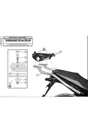 449fz Kawasakı Er-6n - Er-6f 650 (09-11) Arka Çanta Taşıyıcı
