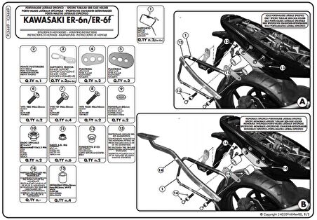 Givi PLX449 KAWASAKI ER-6N - ER-6F 650 (09-11) Yan Çanta Tasiyici