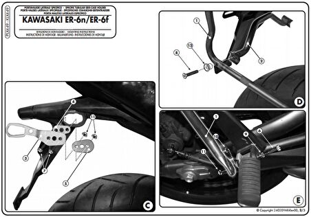 Givi PLX449 KAWASAKI ER-6N - ER-6F 650 (09-11) Yan Çanta Tasiyici