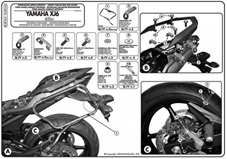 Givi PLXR364 YAMAHA XJ6 DIVERSION (09-15) Yan Çanta Tasiyici