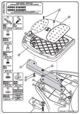 Givi E730 APRILIA SCARABEO 250-300-400-500 (06-16) Arka Çanta Tasiyici