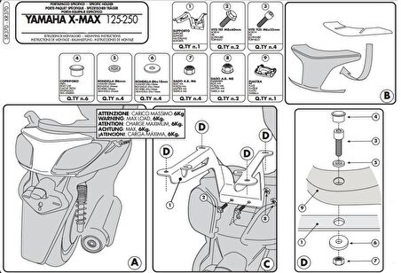 Givi SR370 YAMAHA X-MAX 125-250 (10-13) Arka Çanta Tasiyici