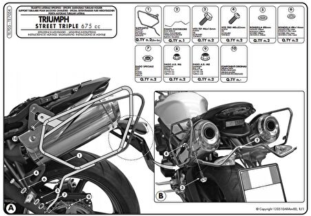 Givi TE705 Triumph Street Trible 675 (07-12) Yan Kumaş Çanta Taşıyıcı