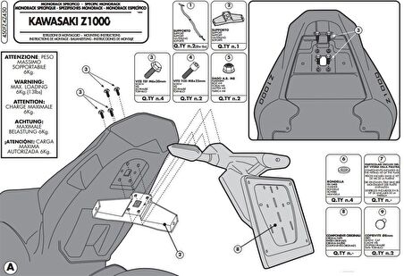 Givi 450FZ KAWASAKI Z 1000 (10-13) Arka Çanta Tasiyici