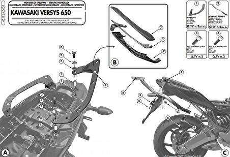 Givi 451FZ KAWASAKI VERSYS 650 (10-14) Arka Çanta Tasiyici