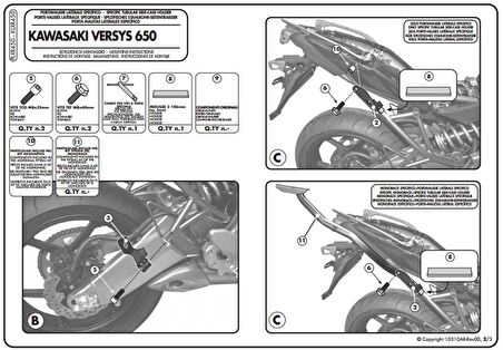 Givi PLXR450 KAWASAKI VERSYS 650 (10-14) Yan Çanta Tasiyici