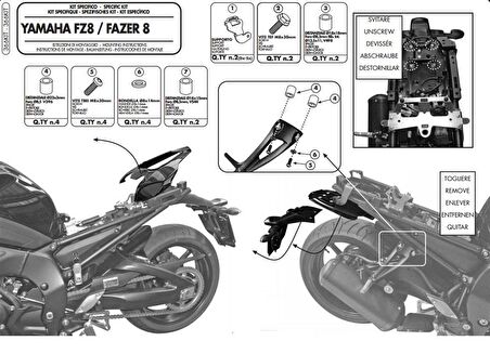 Givi 366KIT YAMAHA FZ8-FAZER8 (10-15) Yan Çanta Tasiyici Baglanti Kiti