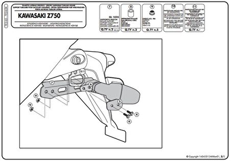 Givi TE265 Kawasaki Z 750 (07-14) Yan Kumaş Çanta Taşıyıcı