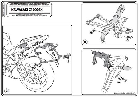 Givi PLXR4100 KAWASAKI Z 1000 SX (11-19) Yan Çanta Tasiyici
