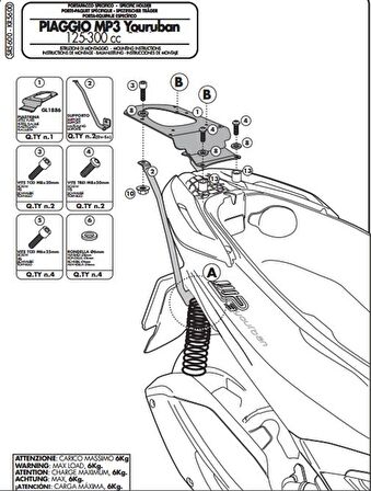 Givi SR5600 PIAGGIO MP3 YOURBAN 125-300 (11-18) Arka Çanta Tasiyici