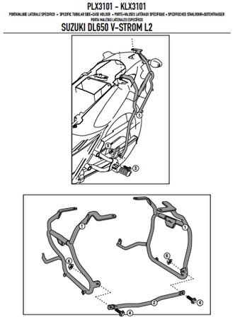 Givi PLX3101 SUZUKI DL 650 V-STROM (11-16) Yan Çanta Tasiyici