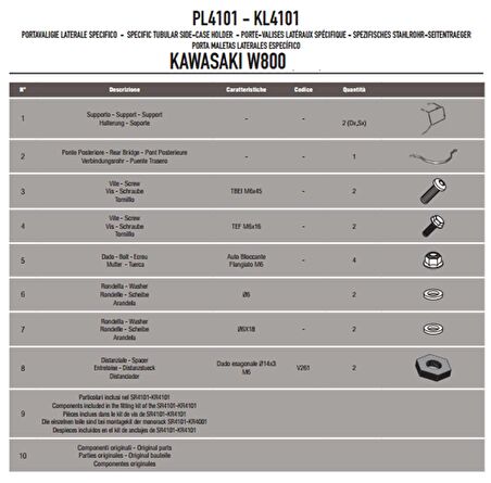 Givi PL4101 KAWASAKI W 800 (11-17) Yan Çanta Tasiyici