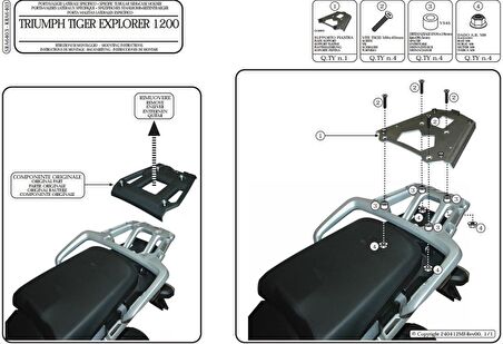 Givi SRA6403 TRIUMPH TIGER EXPLORER 1200 (12-17) -  TIGER 1200 (18) Arka Çanta Tasiyici