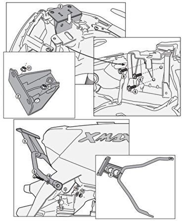 Givi SR2111 YAMAHA X-MAX 400 (13-16) Arka Çanta Tasiyici