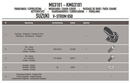 Givi MG3101 Suzuki Dl 650 V-Strom (11-16) Zincir Muhafaza Ve Çamurluk