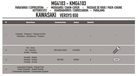 Givi MG4103 Kawasaki Versys 650 (06-19) Zincir Muhafaza Ve Çamurluk