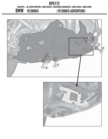 Givi RP5112 Bmw R1200GS - R1200GS Adventure (13-18) - R1200R/RS (15-18) - R1250RS (19) Karter Koruma