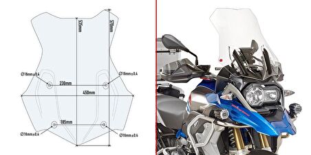 Givi 5124DT BMW R 1200 GS (16-18) - R 1250 GS (19) - R 1250 ADVENTURE (19) Rüzgar Siperlik