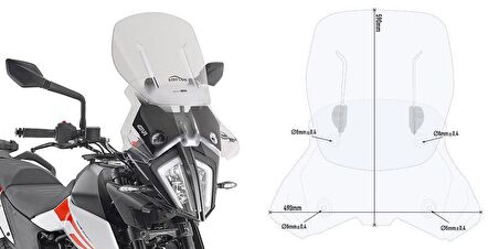 Givi AF7711 Ktm 390 Adv. (20-21) - 790 Adv. / Adv. R (19-20) - 890 Adv. (21) Rüzgar Siperlik