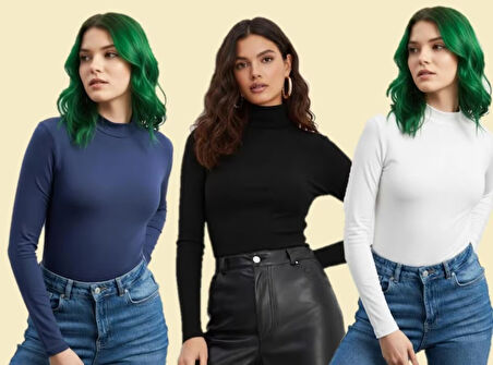 Uzun Kollu 3'lü Kadın Balıkçı Yaka Badi