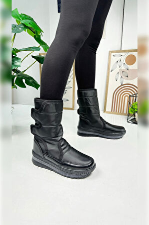 Unisex Kadın - Erkek - Çocuk Kar Botu İçi Kürklü Cırt Cırtlı Kaymaz Taban Ayakkabı 802