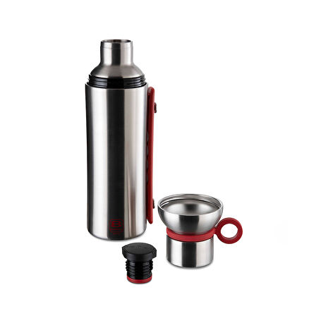 Bugatti Termo Taşıma Kulplu Paslanmaz Çelik Mat Gümüş Rengi Termos 1500Ml