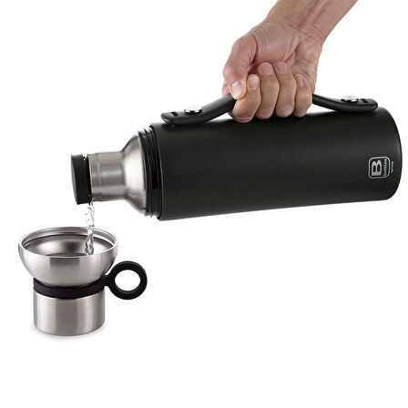 Bugatti Termo Taşıma Kulplu Paslanmaz Çelik Antrasit Rengi Termos 1500Ml