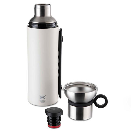 Bugatti Termo Taşıma Kulplu Paslanmaz Çelik Mat Beyaz Termos 1500Ml