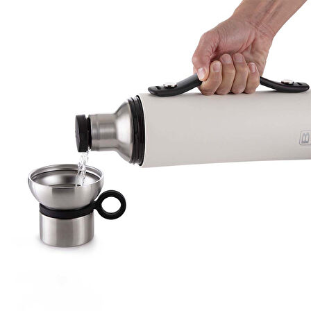 Bugatti Termo Taşıma Kulplu Paslanmaz Çelik Mat Beyaz Termos 1500Ml