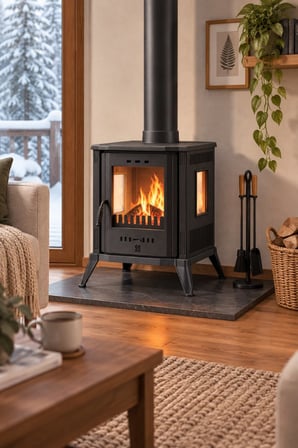 Reyo Stove Sisam Camlı Mini Döküm Soba