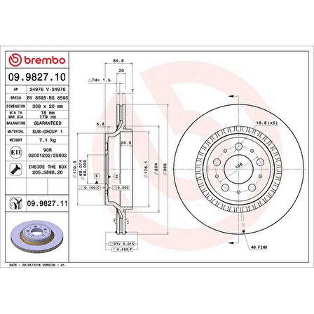 FREN DISKI ARKA HAVALI 308MM ( VOLVO   XC90 2.5T D5 T6 02 - 17) UV Coated