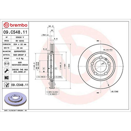 ARKA FREN DISKI UV KAPLAMALI VW POLO V 09-2022