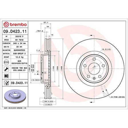 ON FREN DISKI-350X34 5×112 (VW TOUAREG 18-  AUDI A4 16-  A5 17-  Q5 17-  Q7 16-)