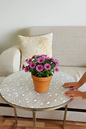 Lüks Çeyizlik Yuvarlak PVC Dantelli Orta Sehpa Masa Örtüsü – Kaliteli, Dekoratif