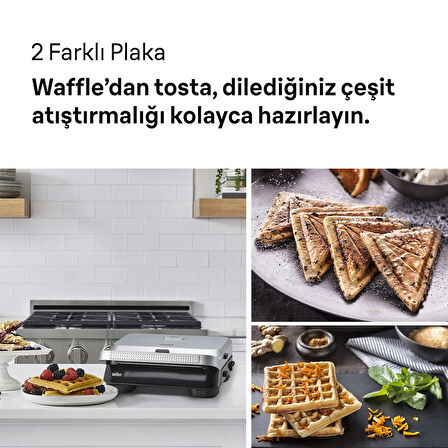 Braun Snack Maker 5 SM5005 Sandviç, Waffle ve Tost Makinesi Silver