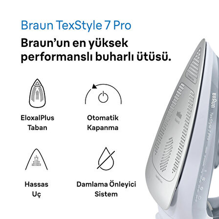 Braun TexStyle 7 Pro SI7088 2800 W Eloxal 3D Tabanlı Buharlı Ütü
