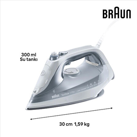 Braun TexStyle 7 Pro SI7088 2800 W Eloxal 3D Tabanlı Buharlı Ütü