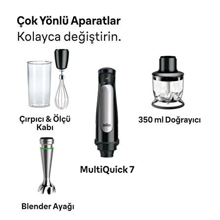 Braun MQ7025X Multiquick 7 1000 Watt Siyah El Blender Seti