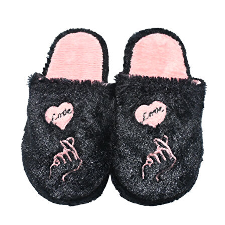 SİA ÇANTA EVA TABAN COMFORTLİNE KAYDIRMAZ HALI TERLİĞİ KÜRKLÜ KALP EMOJİ'Lİ ÜŞÜMEYEN AYAKLAR KADIN TERLİK