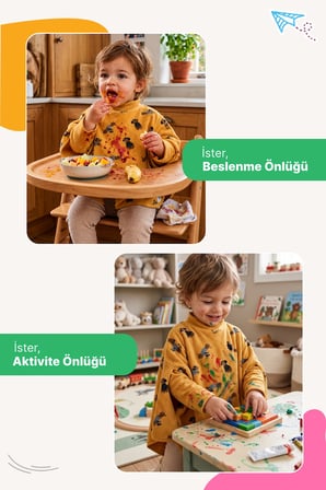 Reyo 6 Ay-6 Yaş Silinebilir Uzun Kollu Bebek Mama Önlüğü, Çocuk Aktivite Önlüğü, Pamuklu -Dog