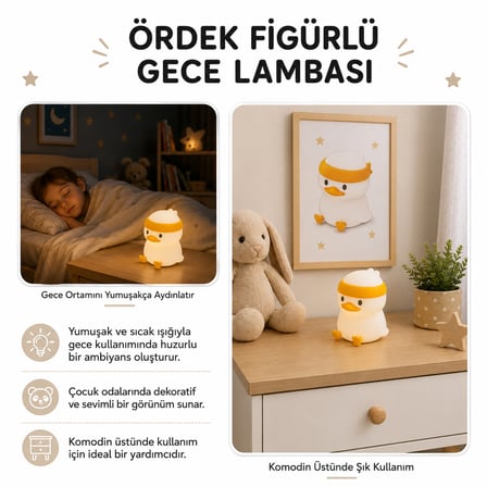 MUITOMAS ÖRDEK FİGÜRÜ SLİKON  GECE LAMBASI USB-C