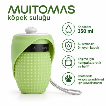 MUITOMAS EVCİL HAYVAN SEYEHAT SULUĞU 350 ML YEŞİL