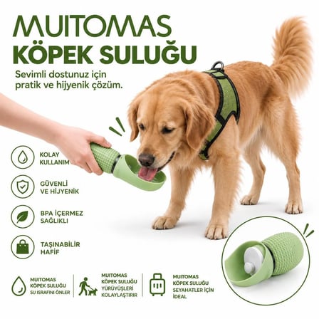MUITOMAS EVCİL HAYVAN SEYEHAT SULUĞU 350 ML YEŞİL