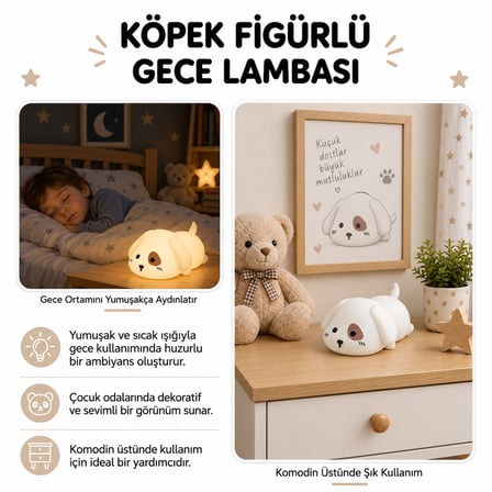 MUITOMAS KÖPEK FİGÜRÜ SLİKON  GECELAMBASI USB-C