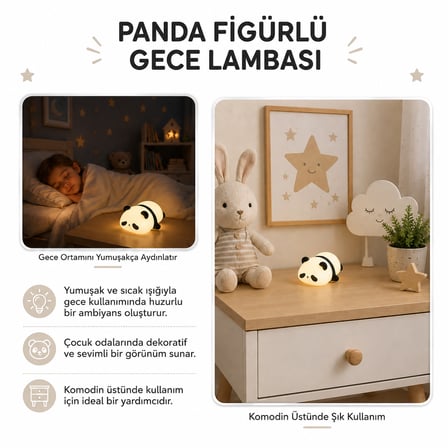 MUITOMAS PANDA FİGÜRÜ SİLİKON  GECE LAMBASI USB-C