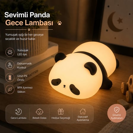 MUITOMAS PANDA FİGÜRÜ SİLİKON  GECE LAMBASI USB-C