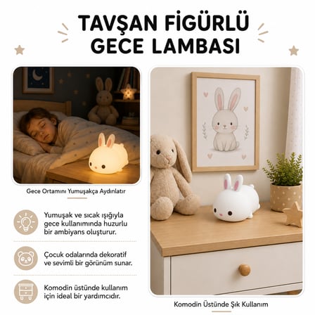 MUITOMAS TAVŞAN FİGÜRÜ SİLİKON GECE LAMBASI USB-C