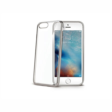 Celly Apple iPhone  6/6S Lazer Silikon Kılıf - Gümüş
