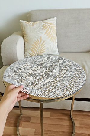 Lüks Çeyizlik Yuvarlak PVC Dantelli Orta Sehpa Masa Örtüsü – Kaliteli, Dekoratif